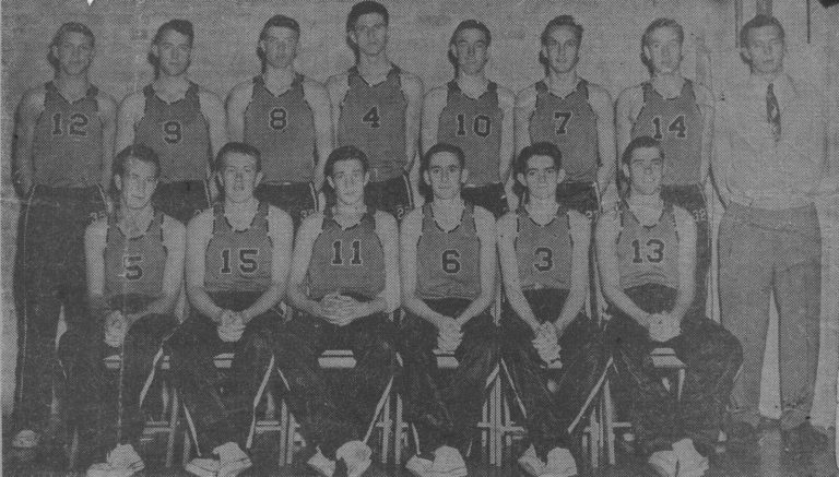 1951 Lubbock State Championship Basketball Team and Coach David A. Cook in a team portrait from a newspaper