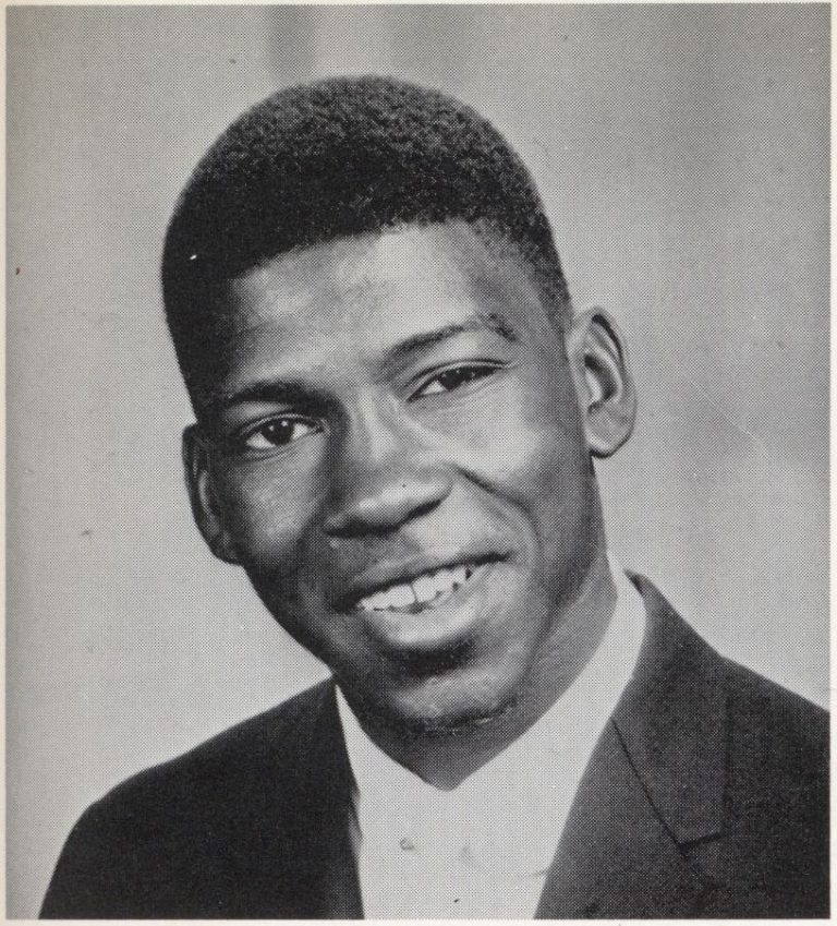 1963 Dunbar High School Football State Champions player George Earl Thompson in a yearbook portrait