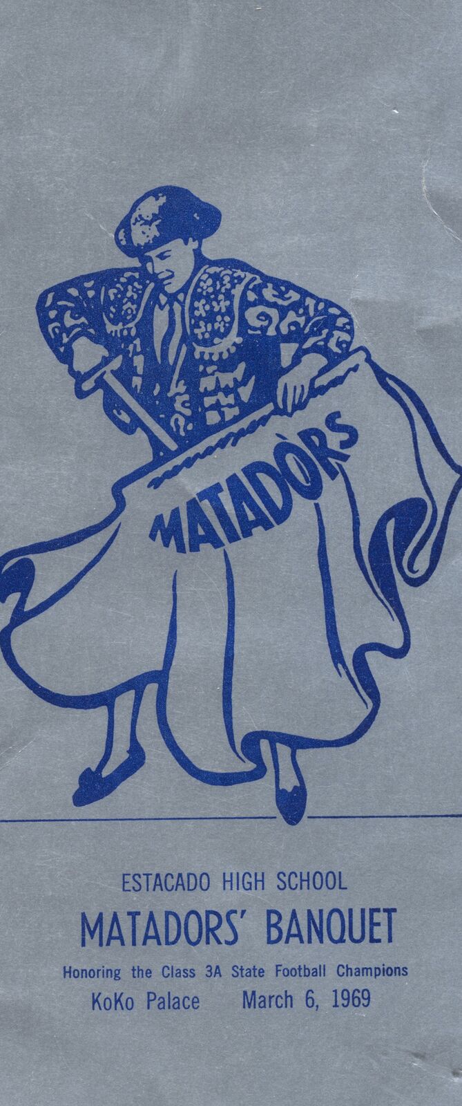 1968 Estacado Matadors Football banquet program cover with a matador illustration, March 6, 1969