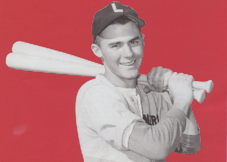 Bill Dean in a cap marked L, smiling with a bat on the shoulder, from a Texas Techsan magazine page
