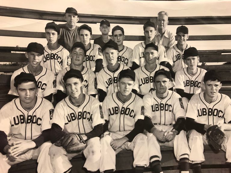 Bobby Brown with a Lubbock Legion baseball team and coaches in a vintage team photo