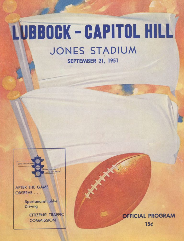 Official program cover for Lubbock vs. Capitol Hill, September 21, 1951, from the James Sides collection