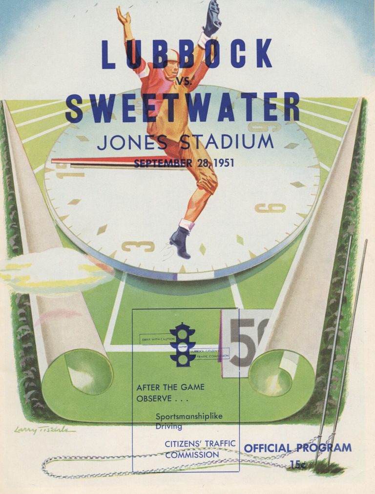 Official program cover for Lubbock vs. Sweetwater, September 28, 1951, from the James Sides collection