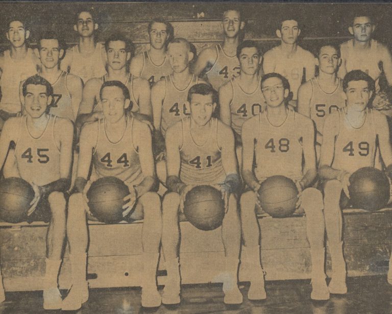 Jerry Haggard with the Monterey Plainsmen basketball team, regional champions, from a newspaper