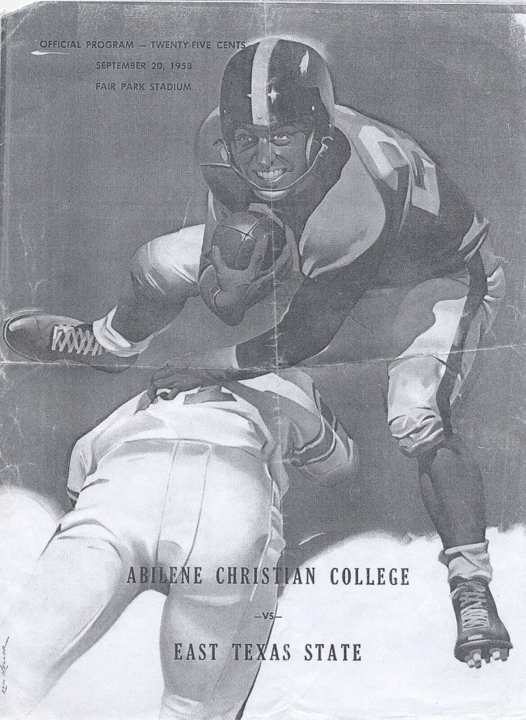 Program cover for Abilene Christian College vs. East Texas State, September 20, 1958, from the Jimmy Gafford collection