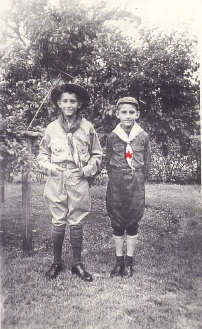 Two boys in scout uniforms, labeled Cameron Centennial 1946, from the Joe Michalka collection