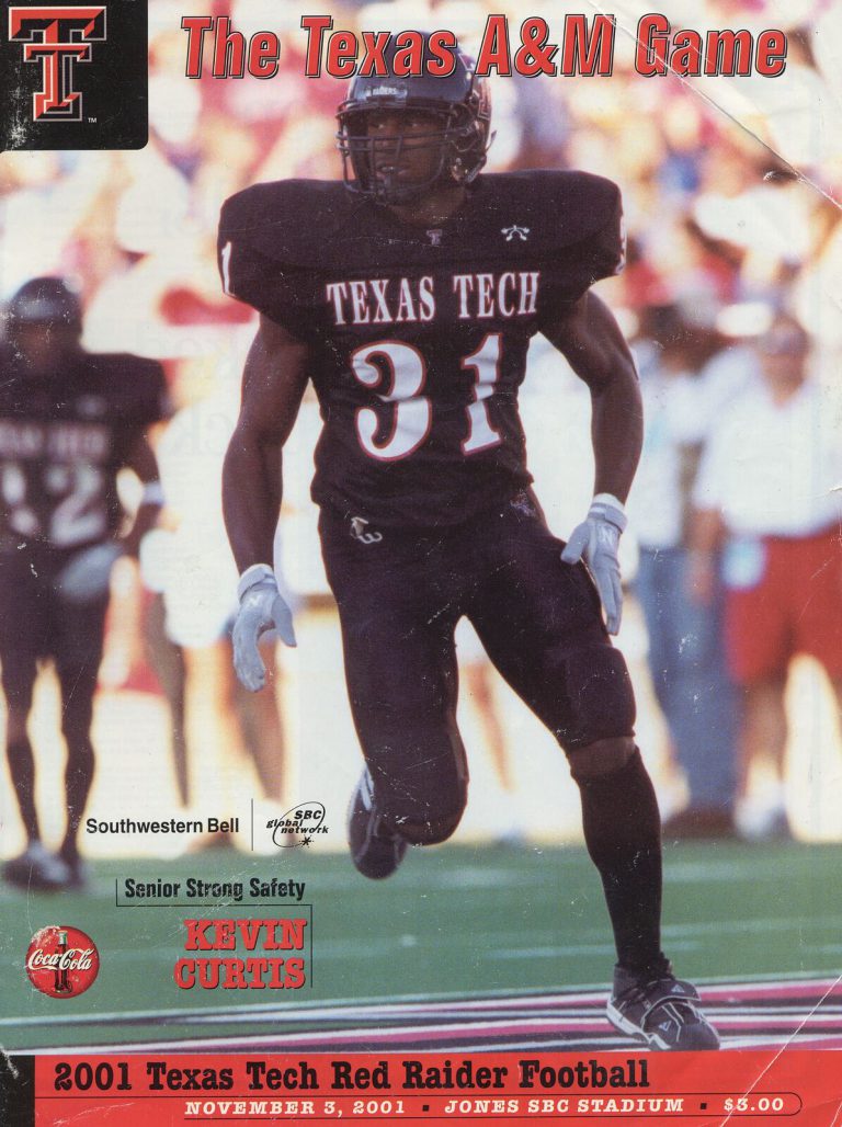 Kevin Curtis, number 31, on the cover of the 2001 Texas Tech football program for the Texas A&M game