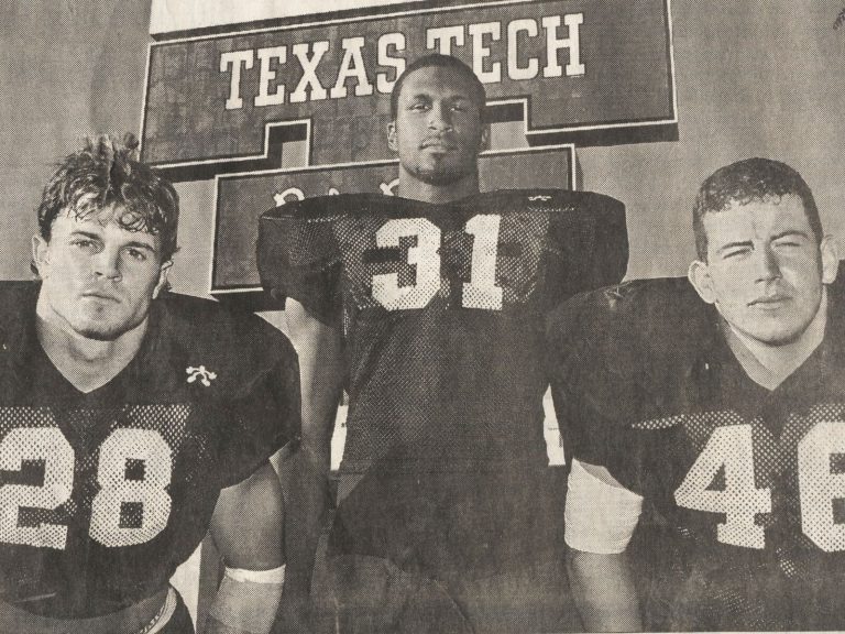 Kevin Curtis, center, with Texas Tech teammates Ryan Aycock and Mike Smith, from a newspaper photo
