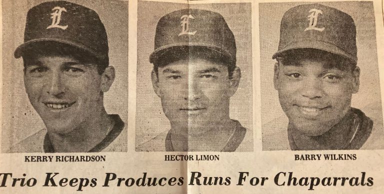 Hector Limon, center, with Kerry Richardson and Barry Wilkins, the Chaparrals trio in a newspaper clipping