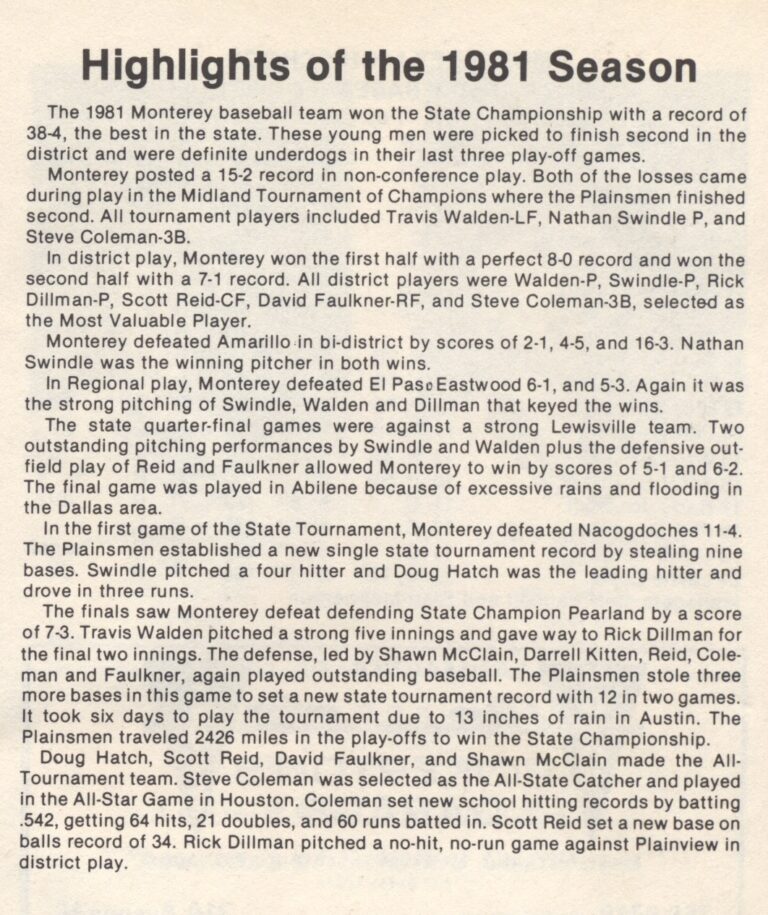 1981 State Champion Baseball Team, photo 4