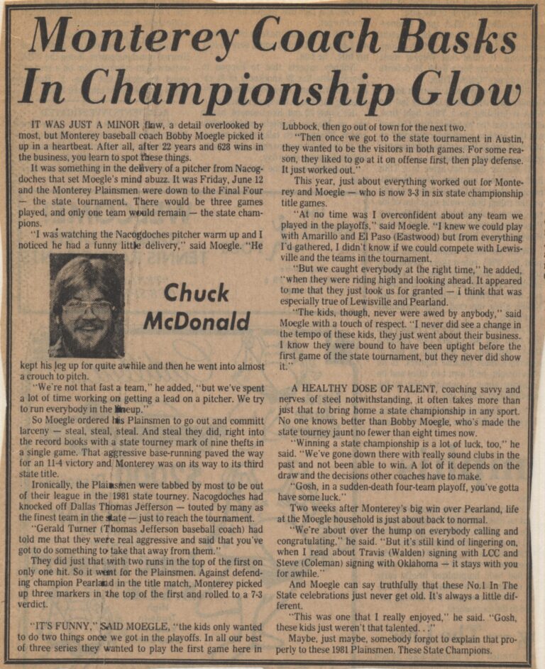 1981 State Champion Baseball Team, photo 3