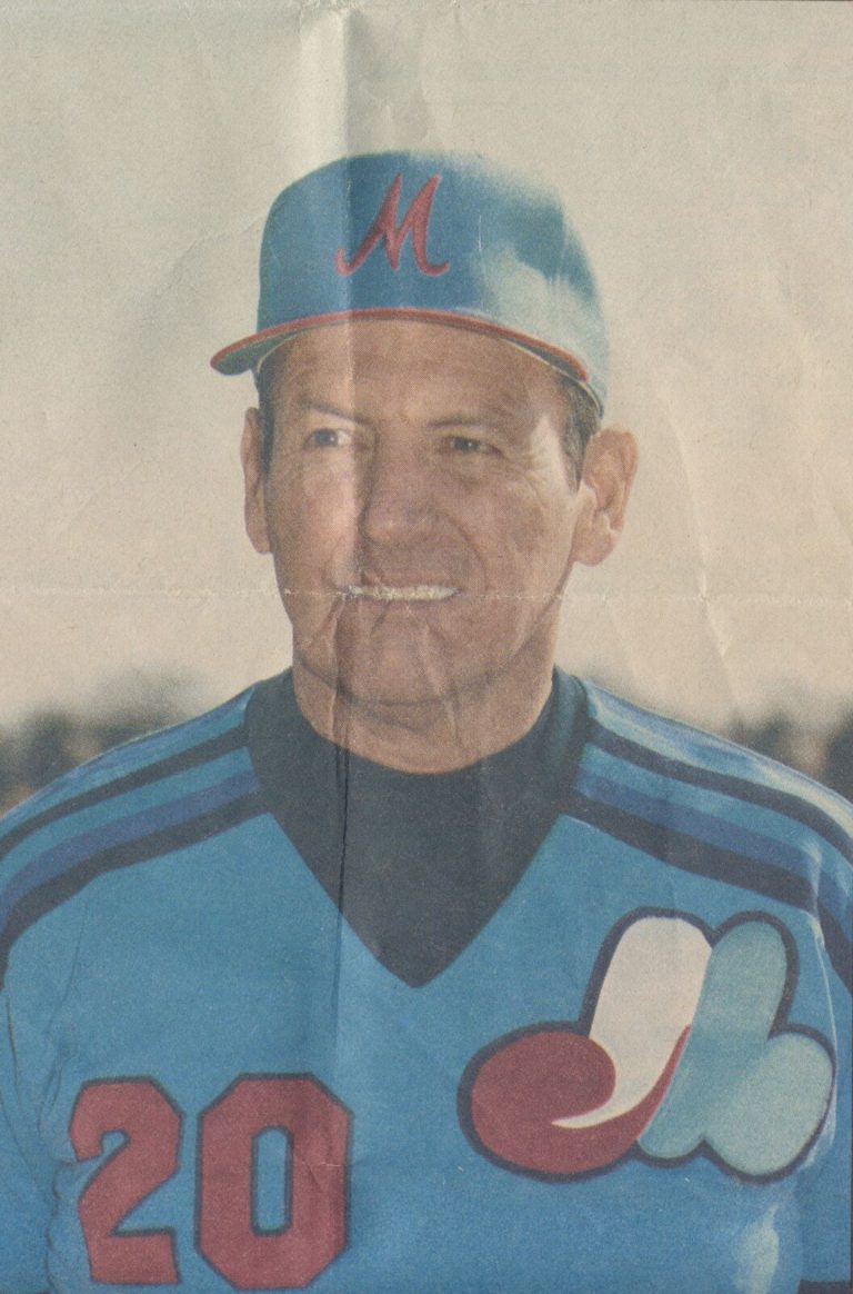 1981 State Champion Baseball Team coach Bobby Moegle in a sky-blue number 20 Monterey jersey, from a newspaper feature