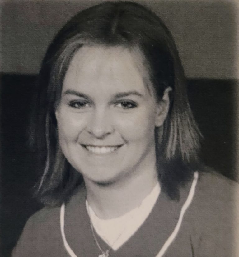 Amanda Parsons in a jersey, black-and-white headshot