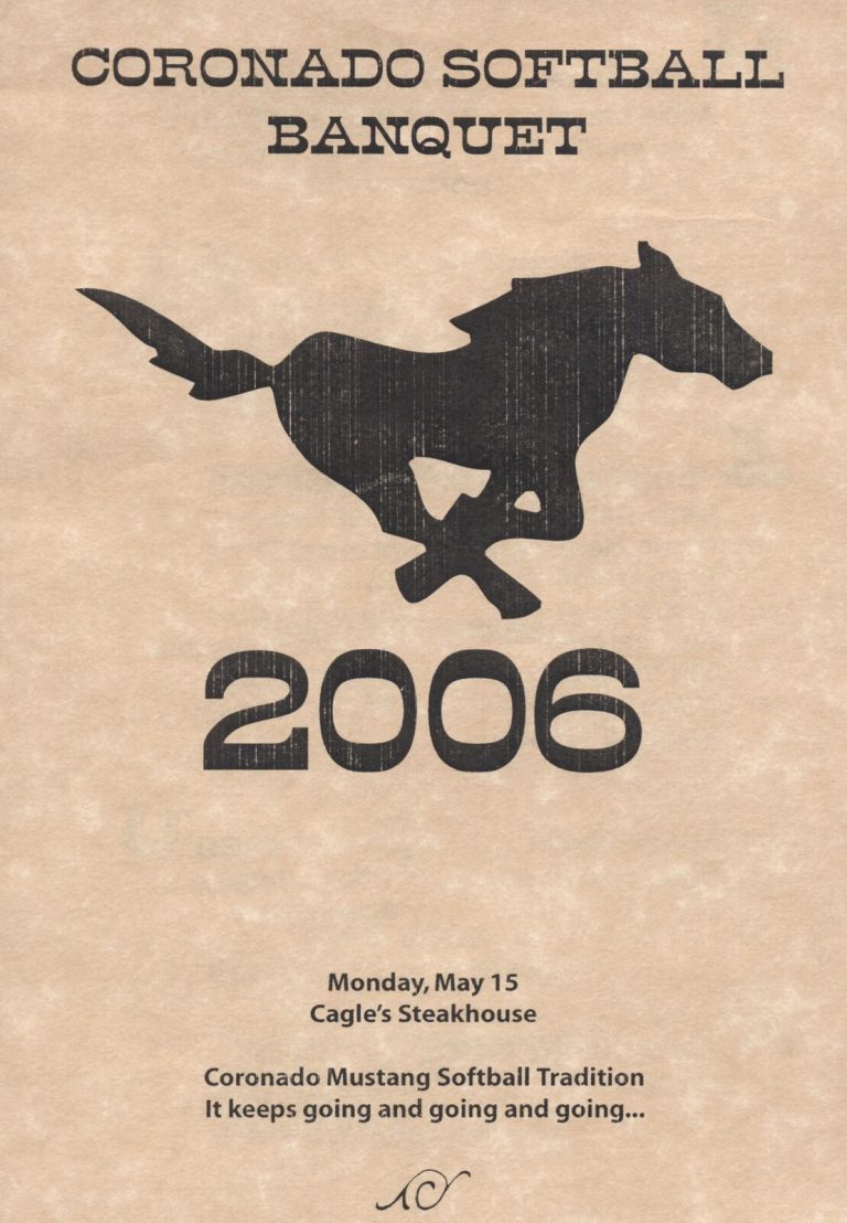 Amanda Parsons's Coronado Softball Banquet 2006 program cover with a galloping mustang