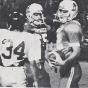 Tim Leslie on the field during a Monterey Plainsmen football game in the mid-1970s.